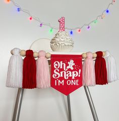 Oh Snap I'm One Highchair Banner, Personalized 1st Birthday, One Custom High Chair Banner, Winter Cake Smash Party, Christmas First Party One Highchair Banner, Hemp Twine