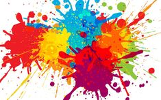 colorful paint splattered on a white background