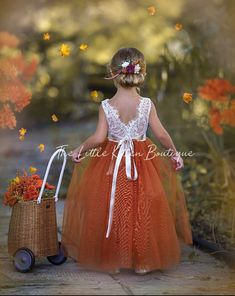 Orange Flower Girl Dress, Orange Flower Girl, Fall Flower Girl, Fall Flower Girl Dresses, Rustic Flower Girl Dress, Boho Flower Girl, Long Flower Girl Dresses, Burnt Orange Weddings, Rustic Flower Girls