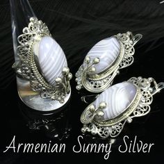 Armenian Natural Lace Agate Silver jewelry Set - Vintage Style Ring Earrings Pendant, Agate Woman's Jewelry, Crystal Gemstone Jewelry SetAuthor's design !!!Handmade!!!Agate is unique. No other precious, semi-precious or ornamental stone can boast of such a number of types, species, subspecies and families. At the same time, any agate pleases the eye, warms the soul, captivates the mind.Ahates - Greek for "happy"Colored stones are still considered a successful find - what can we say about the tim Vine Jewelry, Armenian Jewelry, Lace Agate Stone, Silver Jewelry Set, Sterling Silver Jewelry Rings, Vintage Style Rings, Jewelry White, Colored Stones, Silver Jewellery Sets