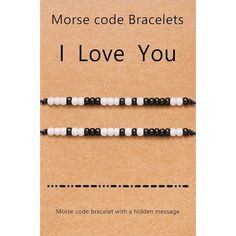 Nib Morse Code "I Love You" Bracelet Set. Black And White Beads Spell Out "I Love You" In Morse Code; On A Black Rope That Is Adjustable Up To 10.5". Fits Most Wrists. New In Bag. Great Gift For Your Special Someone, Or Parent To Share With Their Kids. Mom Morse Code Bracelet, More Code Bracelet, I Love You Morse Code Bracelet, Bracelet Patterns Beads, Bracelet Morse Code, Morse Code Jewelry, Code Bracelets, I Live You, Pony Bead Bracelets