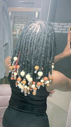 Locs Hairstyles With Beads, Short Locs With Beads, Beads On Locs, Locs With Beads, Hairstyles With Beads, Starter Locs