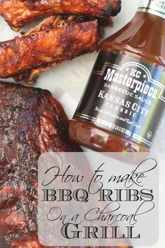 barbecue ribs with bbq sauce and grilled chicken wings on the side text overlay reads how to make bbq ribs using master grill