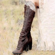 Women’s Vegan Leather Boots 3” Heel Circumference 12” Medieval Boots, Boots Chunky, Vintage Cowgirl, Color Story, Recycled Fashion, Knee High Leather Boots, Vintage Boots, Slingbacks, Clothing Design