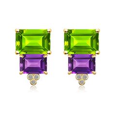 14K Solid Gold 2 Pieces 7 x 9 mm Peridot｜Green｜Emerald-Cut｜Eye Clean Peridot CTW: 4.50 2 Pieces 5 x 7 mm Amethyst｜Purple｜Emerald-Cut｜Eye Clean Amethyst CTW: 2.00 Diamond Grade: G Color｜VS Clarity Diamond CTW: 0.03 Detachable Baroque Pearls Approx. 15 x 25 mm Measurements: 1 3/4 " length｜3/4 " width Convertible Features: You can wear the natural gemstones alone or with detachable pearls for a more stunning look. Our unique design allows you to MIX and MATCH with other gemstones or pearls from our Convertible Earrings, Gem Earrings, Peridot Green, Amethyst Purple, Green Emerald, Natural Emerald, Pearl Drop Earrings, Baroque Pearls, Emerald Cut