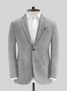 If you're skeptical about jackets feeling too restrictive, your concerns fade away when you encounter our Light Gray Thick Corduroy Jacket. Meticulously tailored from thick cotton with pronounced wales, its dense ridges offer a velvety, textured feel. The unique light gray hue, combined with a solid texture, exudes a sophisticated subtlety, while the substantial corduroy ensures comfort and warmth, showcasing your impeccable taste in a distinctive style. #studiosuits #corduroyjacket #mensfashion Grey Sports Jacket, Brown Tweed Suit, Olive Green Suit, Corduroy Suit, Solid Texture, Denim Suit, Green Suit, Beautiful Suit, Tweed Suits