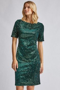 Green Sequin Velvet Bodycon Dress Velvet Bodycon Dress, Dresses Green, Wide Fit Shoes, Green Sequins, Dorothy Perkins, Quick Delivery, Dress Collection, Green Dress, Sequin