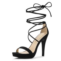 Exclusive to women, these high-heeled sandals feature delicate lace-up detailing and an elegant platform sole, showcasing the fashionable charm of urban women. The addition of stiletto heels not only enhances posture but also adds a touch of femininity. Whether for everyday office wear or evening party moments, these sandals seamlessly adapt, ensuring every step you take is filled with confidence and grace. Modern and minimalist, essential lace-up heel sandals set on a stiletto heel serve as a v Platform Stiletto Heels, Modern Sandals, Black Platform Heels, Womens Stilettos, Platform Stilettos, Platform Sandals Heels, Open Toe Shoes, Black Platform, Lace Up Sandals