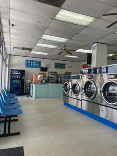 The interior of a laundromat Organized Apartment, Bloxburg Apartment, Apartment Laundry Room, Bg Reference