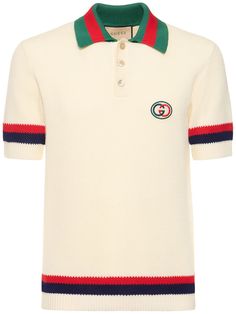 Find Gucci Stretch Cotton Polo Shirt W/ Web Detail on Editorialist. Front half button placket. Ribbed collar cuffs and hem. Front logo patch detail. Model is wearing a sizeS Web Detail, Cotton Polo Shirt, Cotton Polo, Collar And Cuff, Stretch Cotton, Patch Logo, Polo Shirt, Gucci, Collar