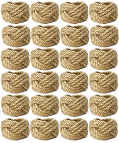 several ropes are arranged in rows on a white background