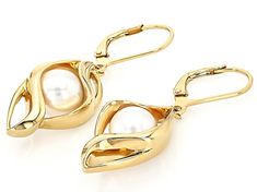 8-9mm White Cultured Freshwater Pearl 18k Yellow Gold Over Sterling Silver Earrings. Measure approximately 1 9/16" L x 1/2" W and have lever back backings. Colors, shapes, and sizes may vary. Elegant Gold Jewelry With Lever Back, Formal Fine Jewelry Earrings With Lever Back, Elegant 14k Gold Jewelry With Lever Back, Elegant 14k Gold Lever Back Jewelry, Elegant Gold Earrings With Lever Back, Elegant Drop Earrings With Lever Back, Formal 14k Gold Lever Back Jewelry, 14k Gold Lever Back Earrings For Formal Occasions, Elegant White Gold Earrings With Lever Back