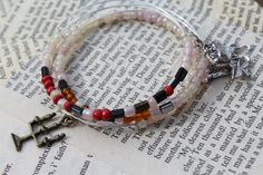 Beauty and the Beast morse code seed bead bangle bracelets-  fairy tale jewelry-  #abookwormcreates  https://www.etsy.com/listing/490413624/beauty-and-the-beast-fairy-tale-morse Expandable Bracelet, Beauty And The Beast, Seed Beads