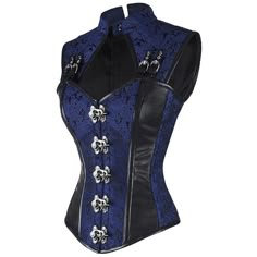 0 Red Steampunk, Blue Steampunk, Steampunk Corset, Corset Fashion, Gothic Corset, Overbust Corset, Steampunk Clothing, Corsets And Bustiers, Gothic Outfits