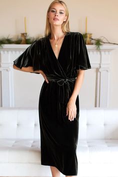 Lila Dress - Bark Silk Velvet - Emerson Fry Anthropologie Velvet Slip Dress, Smocked Velvet Dress For Women, Brora Velvet Dress, Grandmother In Velvet Dress, Velvet Dresses Nordstrom, Velvet Dress Winter Nordstrom, Other Stories Velvet Wrap Dress, Luxury Chic Midi-length Velvet Dress, Miranda Lambert Velvet Dress