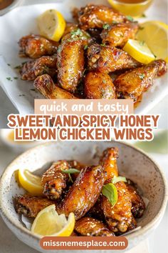 chicken wings with lemons and herbs on the side