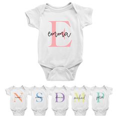 PRICES MAY VARY. PERSONALIZED TOUCH: Make your baby's onesie truly one-of-a-kind by adding their initial and name. Our customization options ensure a special and meaningful gift. SUPERIOR COMFORT: Crafted from the softest, breathable cotton fabric, our onesie is designed to keep your baby cozy and comfortable all day and night. STYLISH DESIGN: The elegant initial and name design is printed with vibrant, child-safe colors that won't fade or wash off, ensuring your little one looks adorable in eve Cute Baby Onsie Ideas, Newborn Baby Onesie Ideas, Newborn Onesie Ideas, Baby Onesies Cricut, Cricut Baby Onesie, Onesie Sayings, Baby Onesie Ideas, Baby Onsies Ideas, Newborn Boy Onesie