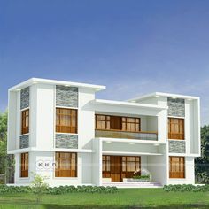 Flat Roof Modern House Plan - 4 Bedrooms - 2504 Sq.Ft. Home Rendering, House Rendering, Roof Styles, Modern Flat, Modern House Plan, House Roof