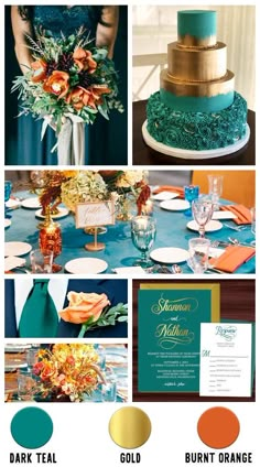 the color scheme is teal, gold and orange