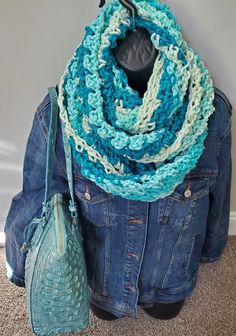 This is a another beautiful infinity scarf made with Caron Cakes yarn. One Size Yarn Infinity Scarf, Casual Handmade Infinity Scarf One Size, Handmade Casual Infinity Scarf One Size, Caron Cakes, Infinity Scarf, Scarf Wrap, Scarf Accessory, Yarn, Ships