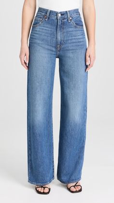 Levi's Ribcage Wide Leg Jeans | Shopbop Stretch Wide Leg Jeans For Everyday, Everyday Stretch Wide Leg Jeans, Levi's Wide Leg Jeans For Everyday Wear, Classic Full Length Relaxed Fit Jeans, Levi's Wide Leg Medium Wash Jeans, Levi's Straight Fit Bottoms For Everyday, Levi's Everyday Bottoms For Fall, Levi's Bottoms For Everyday Fall Wear, Medium Wash Mid-rise Flare Jeans