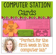 Computer Station Cards Computer Lab Rules, Tech Classroom, Computer Classroom, Elementary Computer Lab, Computer Lab Lessons, Technology Activities, Computer Lab Classroom, Technology Teacher, Elementary Technology