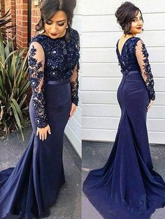 Baju Kahwin, Prom Dress With Train, Prom Inspo, Plus Size Prom, Long Sleeve Prom, Blue Ball, Blue Mermaid, Plus Size Prom Dresses, Satin Prom Dress