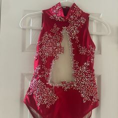 Custom Made With Embroidery And Fully Rhinestoned Contemporary Costumes, Red Rhinestone, Dance Costumes, Lady In Red, Custom Made, Embroidery, Red, Women Shopping, Color