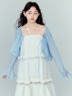 Material: Polyester75% Nylon25%   Size: SML   Model: 170cm/49kg 　  Length Bust Sleeve S 43cm 106cm 64cm M 44cm 110cm 65cm L 45cm 114cm 66cm Angel Dress, Short Vest, Short Cardigan, Printed Sleeveless Top, Lace Bodice, Pearl Chain, Womens Maxi Dresses, Trending Now, Velvet Dress