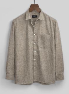 Venture into a stylish trend that incorporates a refreshing aspect in your look with our Vintage Herringbone Brown Tweed Shirt that will offer astonishing comfort.    Perfect for your evening celebrations that classify your style in perfection.  
 
 Pamper yourself, get this shirt made exclusively for you now! Classic Beige Shirt With Welt Pockets, Classic Beige Shirt For Fall, Classic Beige Fall Shirt, Classic Winter Shirt With Relaxed Fit, Classic Shirt For Casual Gatherings, Classic Relaxed Fit Winter Shirt, Classic Relaxed Fit Shirt For Winter, Classic Tops With Welt Pockets For Fall, Formal Relaxed Fit Shirt For Fall