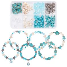 PRICES MAY VARY. ❤[BOHO STYLE BRACELET KIT]: This is a bohemian style summer ocean bracelets making kit, adorable ocean turtle beads make the bracelet charming and beautiful. You can make single layer bracelet and multi-layered beading bracelets to fit for your outfit. ❤[PREMIUM MATERIAL]: The turtle beads and starfish beads are made of synthetic turquoise or alloy,not easy to break. The frosted beads and faceted beads are made of glass. Opaque round beads are made of synthetic turquosie. ❤[YOU Layer Bracelets, Beading Bracelets, Beaded Starfish, Ocean Bracelet, Bracelet Making Kit, Ocean Turtle, Bracelets Making, Boho Style Bracelets, Bracelet Packaging