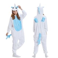 Animal Cartoon Onesie - Momorii Unicorn Onesie Pajamas, Pyjamas Onesie, Winter Sleepwear, Blue Unicorn, Animal Pajamas, Kids Flannel, Kids Onesies, Unisex Pajamas, Winter Girl