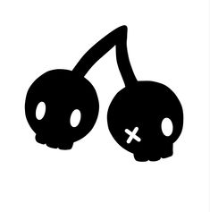 a black and white image of two skull heads