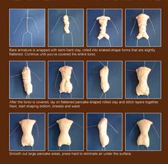 the instructions for how to make an origami woman's torso from clay