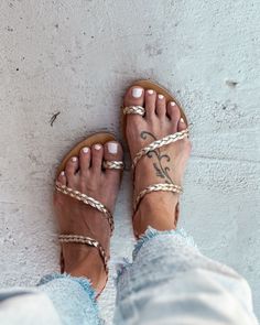 Bohemian Gold Barefoot Sandals, Gold Braided Straps Sandals For Beach, Gold Toe Ring Sandals For Beach, Gold Leather Barefoot Sandals For Beach, Gold Leather Toe Post Sandals, Bohemian Gold Sandals With Round Toe, Bohemian Gold Sandals For Vacation, Bohemian Gold Sandals For Festival, Gold Bohemian Sandals For Vacation