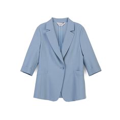 Crafted from exquisite bellflower blue fabric, this blazer exudes a delicate yet intellectual charm, making a statement with its sophisticated allure and distinctive style. Featuring a tailored silhouette, this blazer is designed for versatility and elegance. The elongated cut adds a touch of modern flair, while the diagonal lapel and cuffed sleeves create a harmonious balance, enhancing the overall slimming effect. Whether worn as a stylish suit ensemble or paired with other bottoms, this blazer offers endless styling possibilities. Its inherent chicness effortlessly elevates any outfit, making it a versatile and essential addition to your wardrobe. Mist Color, Stylish Suit, Hot Flashes, Charm Making, Outfit Making, Dark Brown Leather, Blue Wool, Spring Collection, Cuff Sleeves