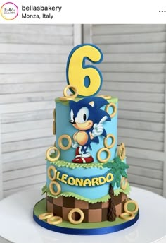 a sonic the hedgehog birthday cake for someone's 6th birthday