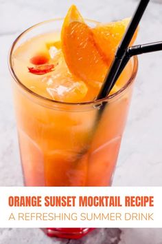 Looking for a refreshing summer drink that's quick and easy to make? Look no further than the Orange Sunset Mocktail! This delicious drink is one of the easiest mocktail recipes made with orange juice, watermelon juice, and lime wedges. It's perfect for sipping on hot summer days or during the festive season. Orange Juice Mocktail Non Alcoholic, Orange Juice Drinks Non Alcoholic, Nonalcoholic Party Drinks, Orange Juice Drinks, Summer Juice, Mocktail Drinks, Easy Mocktail Recipes, Alcohol Free Drinks, Orange Drinks