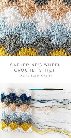 a crochet pattern with text that reads, catherine's wheel crochet stitch