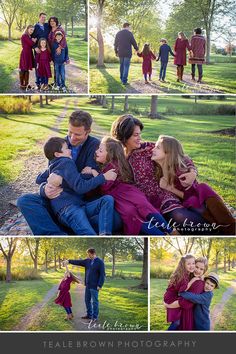 a collage of family photos taken in the park