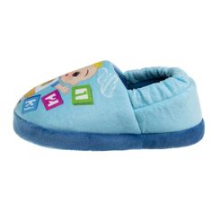 Cocomelon Dual Sizes Boys Slippers. Featuring a Fun Cute design that kids love! The perfect footwear for kids to relax or play indoors, ready with a padded footbed and a textured sole to prevent slips. These slippers are made from high-quality, soft plush materials- lightweight, warm, and comfortable for your childs feet. Cute Blue Non-slip Slippers, Blue Synthetic Slippers With Rubber Sole, Fun Synthetic Slippers For Indoor Use, Blue Indoor Slippers With Cushioned Footbed, Fun Indoor Synthetic Slippers, Comfortable Blue Indoor Slippers, Fun Synthetic Indoor Slippers, Cute Blue Slip-on Slippers, Blue Cushioned Indoor Slippers