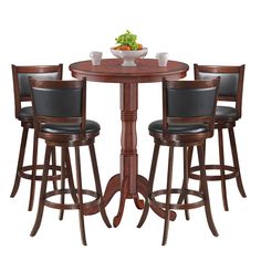 PRICES MAY VARY. Stable Construction: In order to improve overall stability, this pub table set adopts a sturdy support panel, which can support more areas to prevent the table from shaking. The table’s weight capacity up to 123lbs and The chair’s weight capacity up to 264lbs. High Quality Pub Table: Made of premium MDF top and rubber wood pedestal and stable base , our round bar table features great durability. Coated with veneer skin, the pub table ensures a long service life. The spacious tab Round Bar Height Table, Round Bistro Table, Pub Table And Chairs, Chaise Restaurant, Round Bar Table, Kitchen Bar Table, Bistro Table Set, Bar Dining Table, Bar Stool Seats