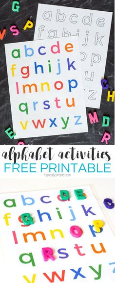 an alphabet printable is shown with the letters and numbers on it