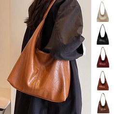 Fall Faux Leather Hobo Bag, Brown Leather Baguette Bag For Shopping, Fall Textured Leather Shoulder Satchel, Casual Soft Leather Satchel, Casual Soft Leather Rectangular Satchel, Chic Textured Leather Bags For Fall, Casual Soft Leather Crossbody Shoulder Bag, Textured Leather Satchel For Fall, Casual Leather Satchel For Errands