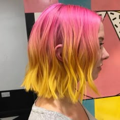 Dye Brown Hair, Pink And Yellow Hair, Yellow Hair Color, Hair Rainbow, Brown Ombre Hair, Rainbow Hair Color, Guy Tang, Dyed Natural Hair, Ombré Hair