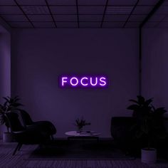 Focus Neon Sign Neuer Job, Built To Last, Stop Working, Purple Aesthetic, Light Show