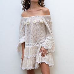 This Barok Paris Beige Off-The-Shoulder Eyelet Dress Gives Off All The Romantic Boho Vibes. Easily Transition From The Beach To Dinner Or Add Some Boots And Jewelry For A Fun Western Look. Gorgeous Embroidery, Eyelet Details And Ruffles. Lined (Except For Mid Lace Section). Fit: Small 4-6 19" Armpit To Armpit, 33" Length. Medium 8-10 20" Armpit To Armpit, 34" Length Large 12-14 21" Armpit To Armpit, 35" Length Fabric Content: 100% Cotton. Tags: Boho, Beach, Coastal Grandma, Anthro, Anthropologie Long Burgundy Dress, Copper Bridesmaid Dresses, Coral Gown, Coral Pink Dress, Romantic Clothes, Rust Bridesmaid Dress, Strapless Bodycon Dress, Navy Lace Dress, Strapless Lace Dress