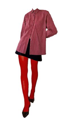 Party Outfit Inspo Casual, Red Tights Outfit Winter, Orange Tights Outfit, Red Tights Aesthetic, Printed Tights Outfit, Xmas Fits, Red Tights Outfit, Whimsy Witch, Kitsch Fashion