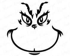 a black and white drawing of a cat's face with big, sharp eyes