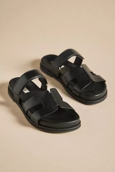 Bibi Lou Cutout Slide Sandals | Anthropologie Functional Wardrobe, Purple Fits, Black Slides, Vacation Looks, Fall Capsule Wardrobe, Straw Tote, Clothing Essentials, Classic Leather, Black Fits